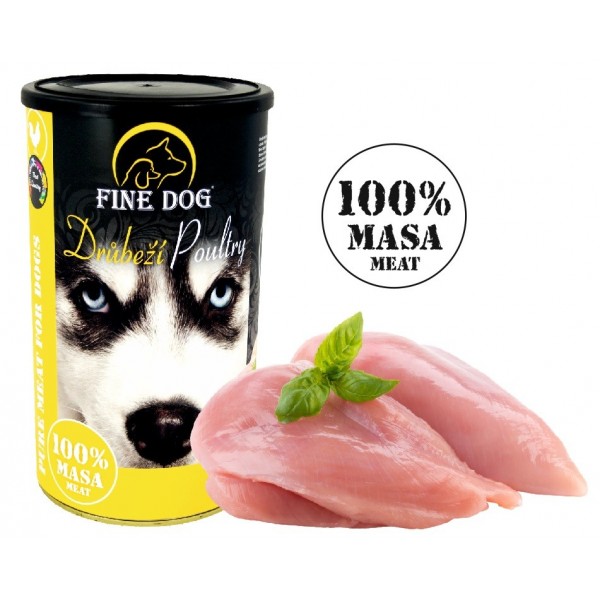 FINE DOG konzerva DRŮBEŽÍ 100 % Masa 1200 g