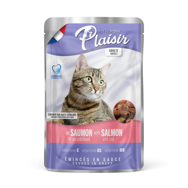 Plaisir cat KAPSA pro dospělé i sterilizované kočky losos + treska v omáčce 100 g