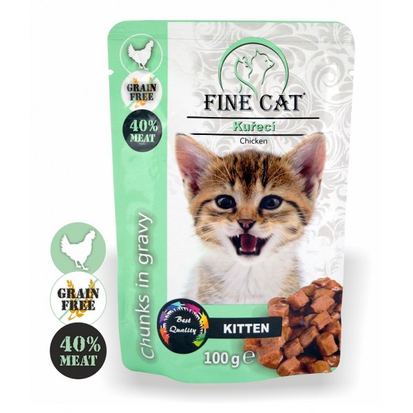 FINE CAT kapsička GRAIN-FREE KITTEN kuřecí v omáčce 100 g 