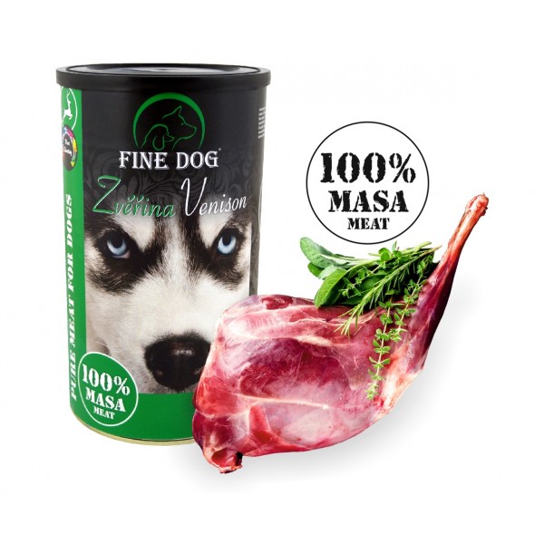 FINE DOG konzerva ZVĚŘINA 100 % Masa 1200 g