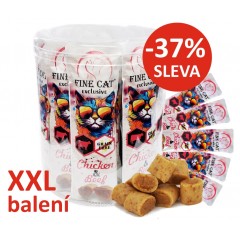 FINE CAT Exclusive Soft Roll svačinka pro kočky KUŘEC&Iacute; s HOVĚZ&Iacute;M 25x10g - D&Oacute;ZA