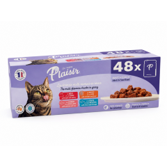 Plaisir cat KAPSA MULTIPACK pro dospěl&eacute; i sterilizovan&eacute; kočky 48 x 85g