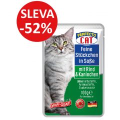 Perfecto Cat Feine KAPSA hověz&iacute; & kr&aacute;lik v om&aacute;čce 100g