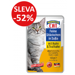 Perfecto Cat Feine KAPSA kuřec&iacute; & krůt&iacute; v om&aacute;čce 100g