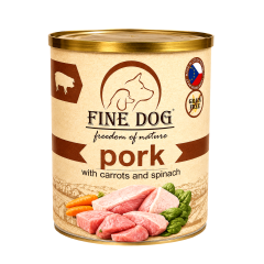 FINE DOG FoN Grain-free konzerva VEPŘOV&Eacute; s mrkv&iacute; a &scaron;pen&aacute;tem 800g