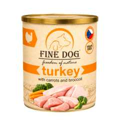 FINE DOG FoN Grain-free konzerva KRŮT&Iacute; s mrkv&iacute; a brokolic&iacute; 800g